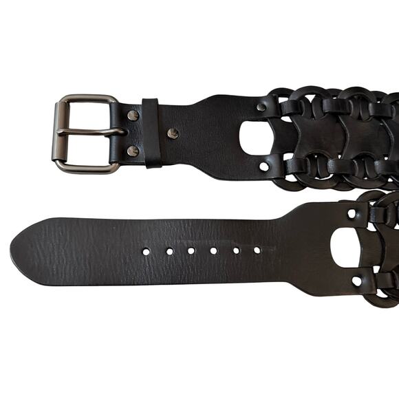 Equal Hands Explorer Allison Wide Statement Belt Black Leather Size Small - Picture 3 of 6